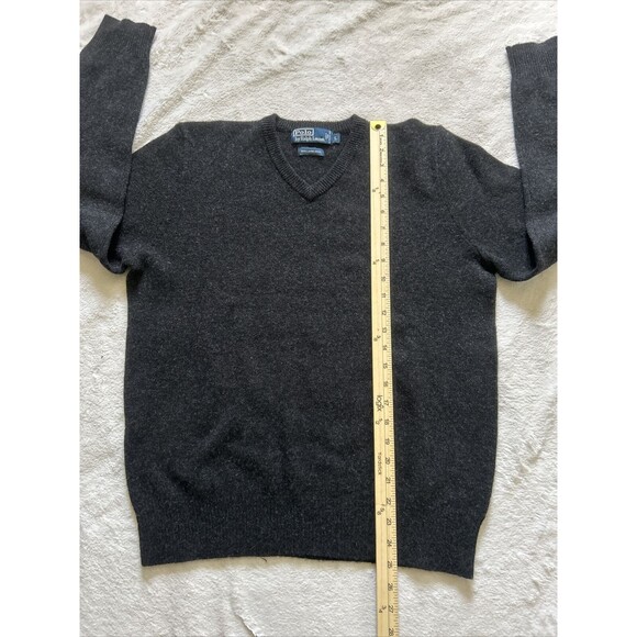 Polo Ralph Lauren 100% Lambs Wool Italian Yarn Sweater Pullover Gray Size Large - Picture 5 of 7